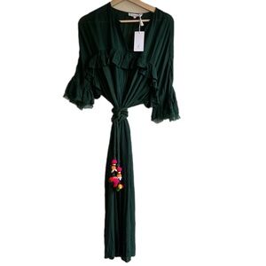 NWT Anthropologie Corey Lynn Calter S Emerald Olive Green Linen Style Boho Dress